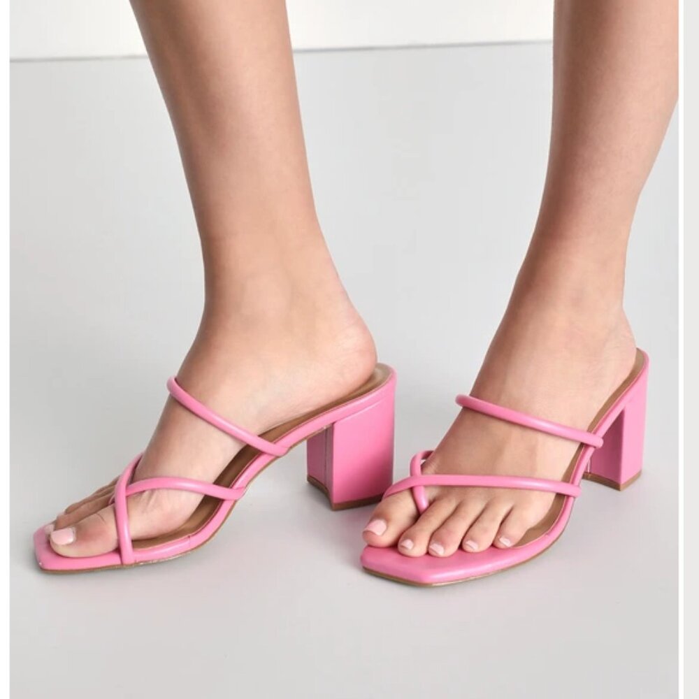 Strappy Slide Chunky Heel Sandals